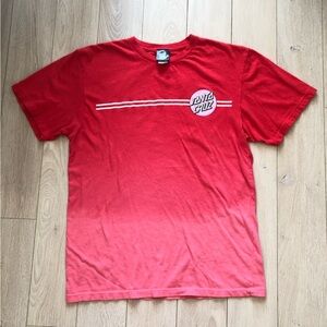 Santa Cruz Skateboards Ombré Logo T Shirt in Red & Pink Size L